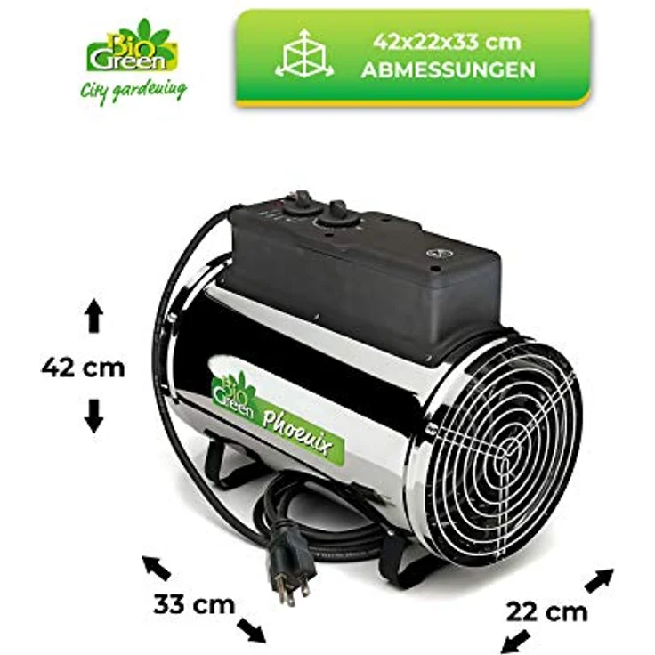 Bio Green Elektrogebläseheizung Phoenix, Gewächshausheizung, Heizung, Gebläseheizung, IP X4, 2800 Watt, 230 V, - PHX 2.8 – Bild 8