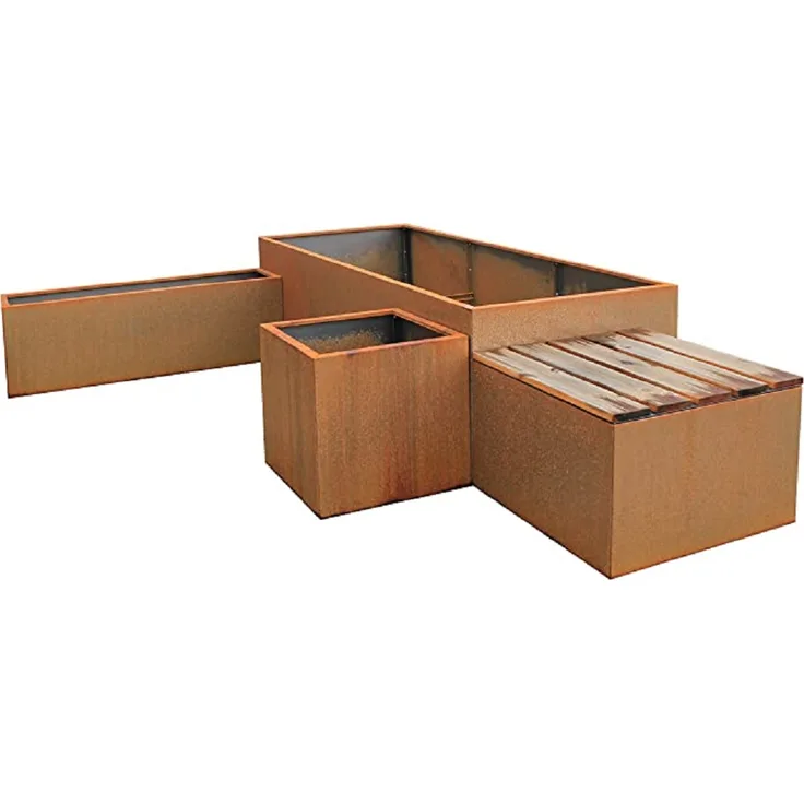 Palatino Exclusive Line Hochbeet-Pflanzk??bel Lotte aus Corten-Stahl 80 x 40, Tiefe 50 cm, Modular