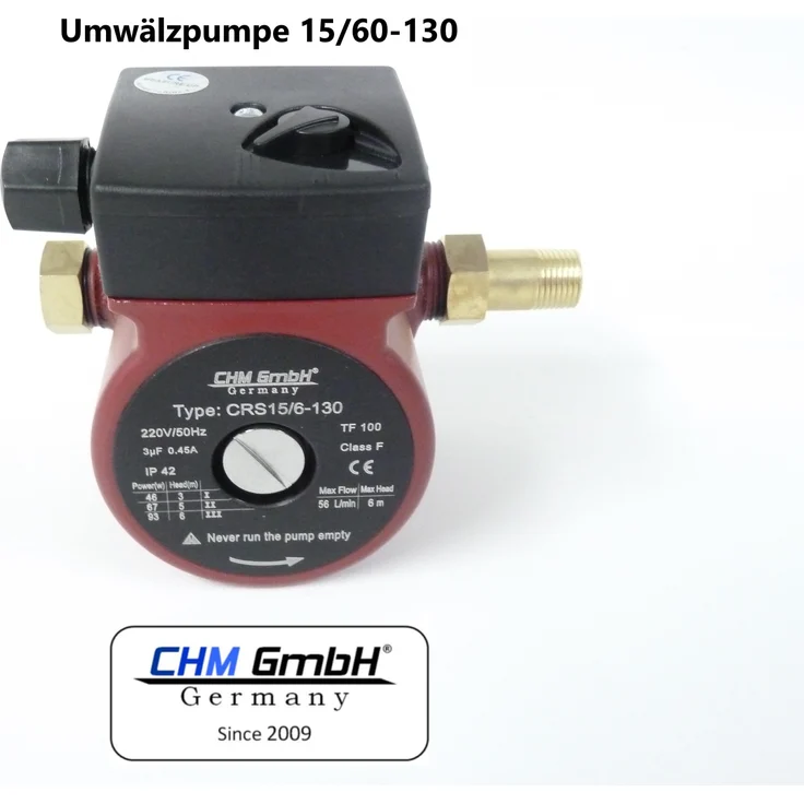 CHM GmbH Umwälzpumpe 15-60/130 Heizungspumpe Zirkulationspumpe Effizienzpumpe – Bild 1