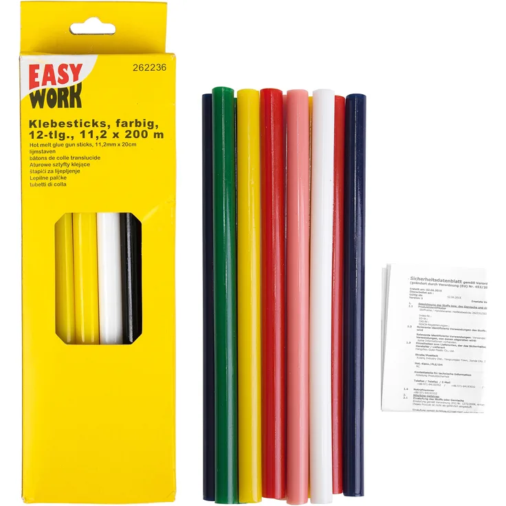 12 Heißklebesticks 11,2 x 200mm farbig bunt