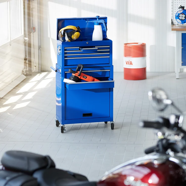 tectake Werkzeugwagen mit 8 Schubladen blau – Bild 2