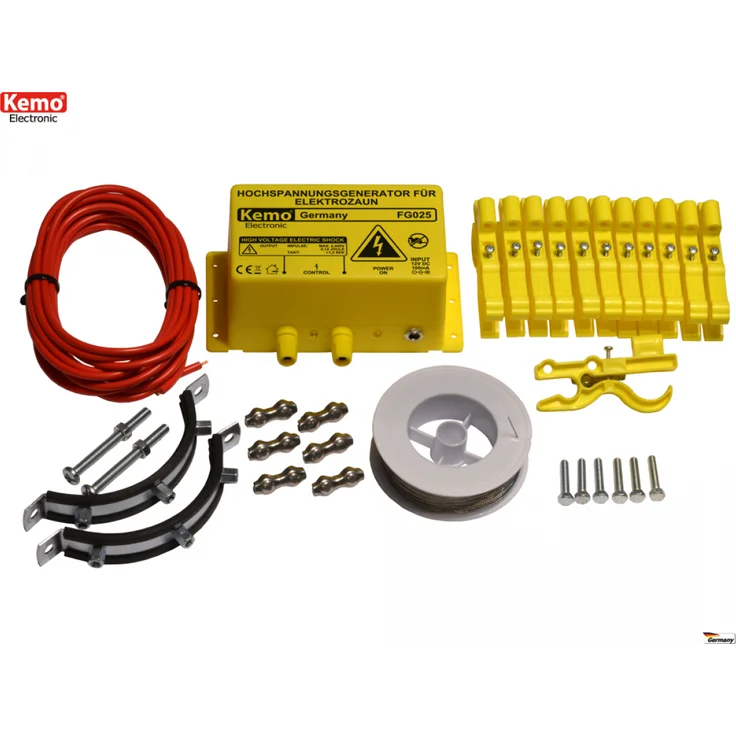 Kemo-Electronic Hochspannung Marder & Waschbär Abwehr Schutz FG025SET für Regenrinne & Co Kemo