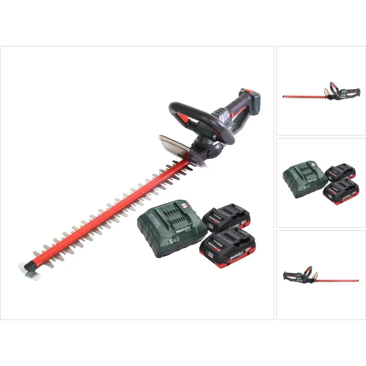 Metabo HS 18 LTX 55 Akku Heckenschere 18 V 53 cm + 2x Akku 4,0 Ah + Ladegerät