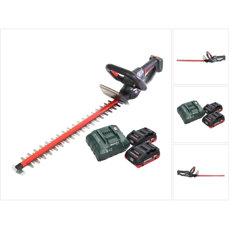 Metabo HS 18 LTX 55 Akku Heckenschere 18 V 53 cm + 2x Akku 4,0 Ah + Ladegerät