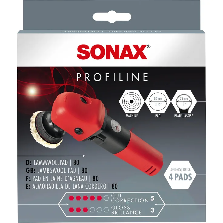 SONAX 04941410 LammwollPad 80 4 Stück