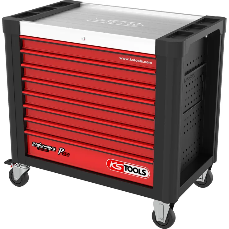 KS TOOLS PERFORMANplus P30 SCHWARZ-ROT Werkstattwagen mit 8 Schubladen