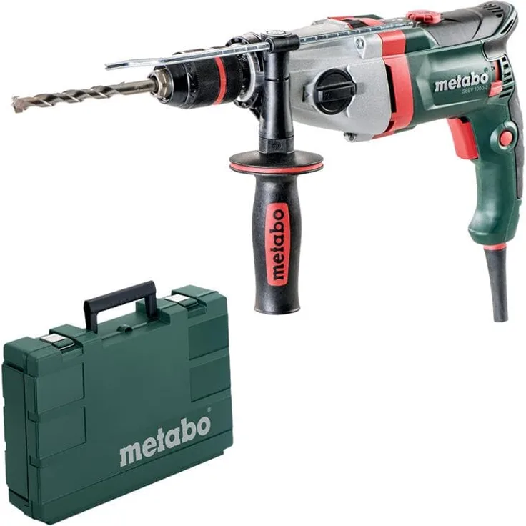 Metabo Schlagbohrmaschine SBEV 1000-2 (1010 Watt, Schnellspannbohrfutter 13 Millimeter, Tiefenanschlag, Zusatzhandgriff, Sicherheitskupplung, Koffer) 600783500