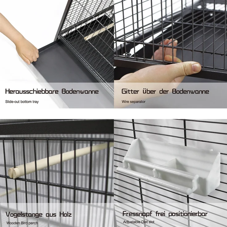 Mucola Vogelvoliere Grau XXL Voliere Vogelkäfig Vogelhaus – Bild 3