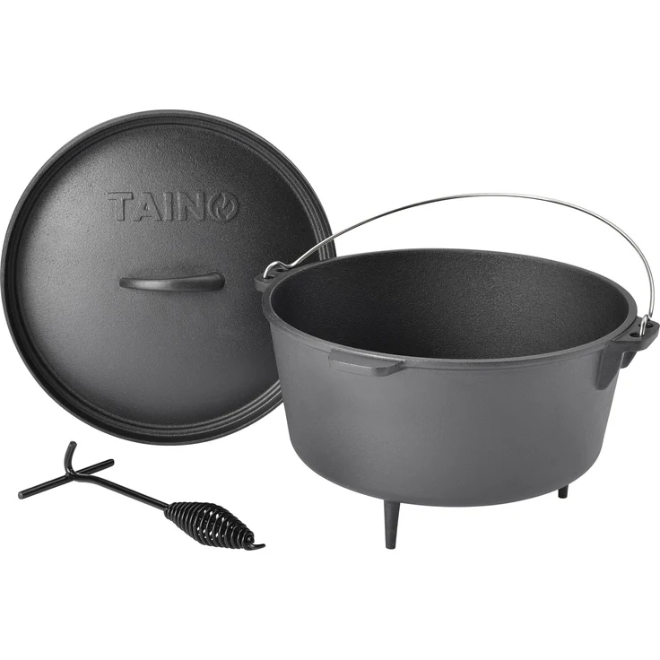 TAINO Dutch Oven Gusseisen 8L D 36cm Set Deckelheber Ständer Zubehör Cast Iron – Bild 1