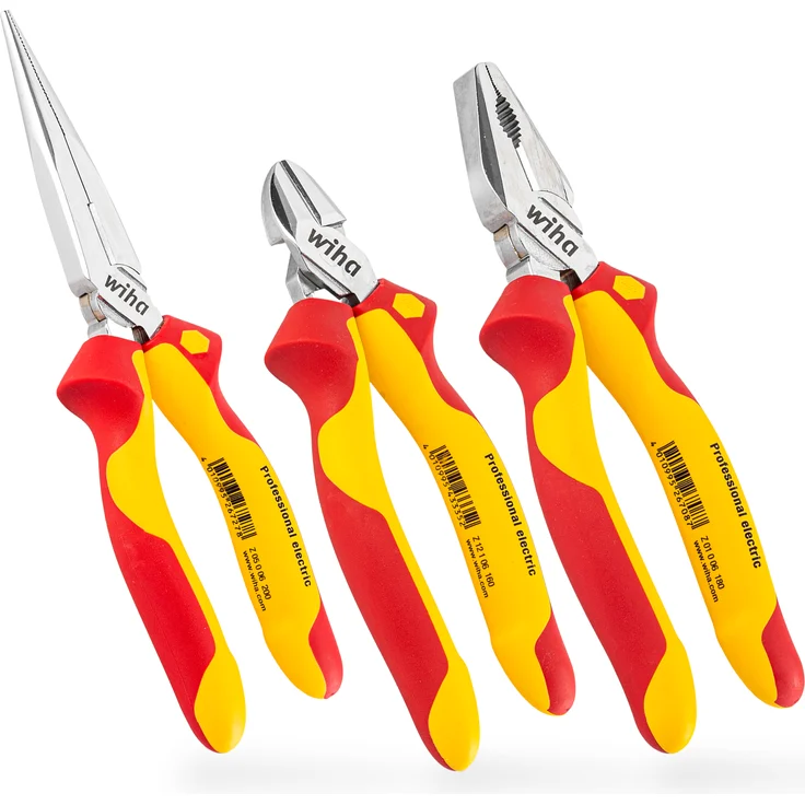 Wiha Zangen Set für Elektriker (26852) 3-tlg. I Universal Kombizange 180mm + Flachrundzange 200mm + Seitenschneider 160mm I Zangenset Elektro VDE – Bild 17
