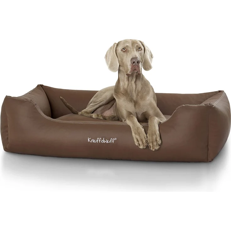 Knuffelwuff Leder Hundebett Sidney Braun XXL – Bild 1