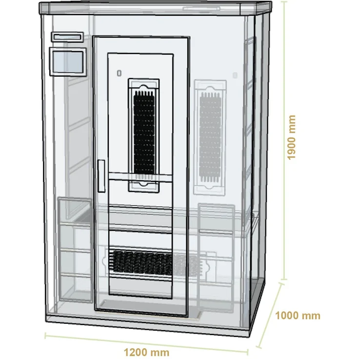Artsauna Infrarotkabine Oslo – Triplex-Heizsystem Infrarotsauna - 2 Personen – LED-Farblicht, digitale Steuerung – Hemlock-Holz, 190 x 120 x 100 cm – Bild 10