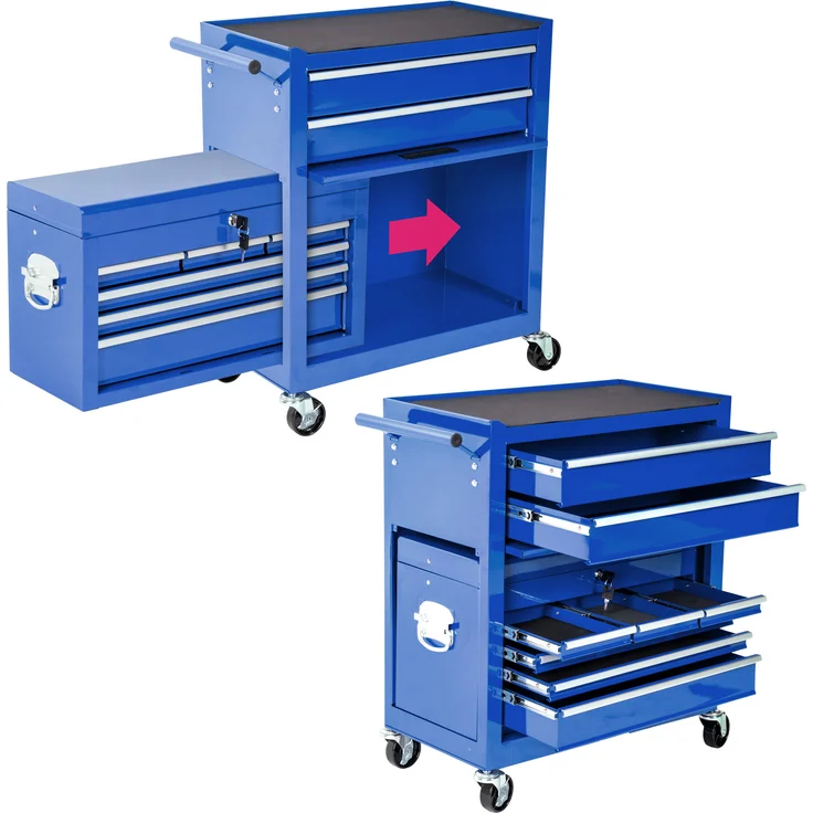 tectake Werkzeugwagen mit 8 Schubladen blau – Bild 7