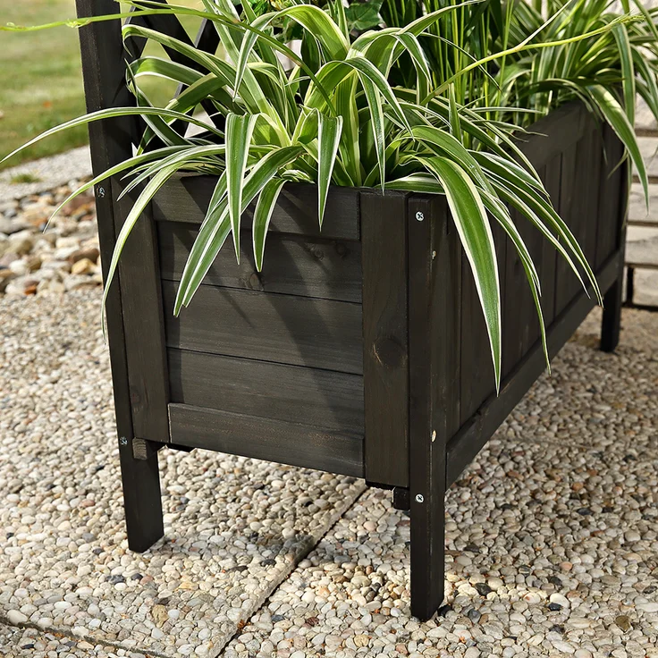 Mucola - Holz Blumenkasten Rankkasten Rankgitter Blumenständer Rankhilfe Kübel Pflanzkasten Blumenkübel Spalier Rosengitter Garten - Schwarz – Bild 4