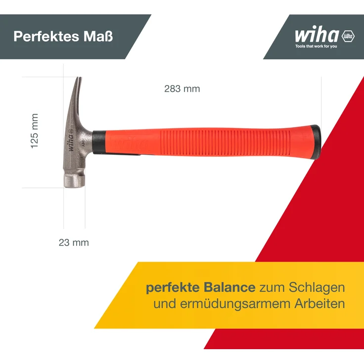Wiha Elektriker Hammer 300g (42071), Werkzeug für Elektriker für elektrische Arbeiten, flacher Boden des Hammerstiels zum Platzieren von Kabeln und Dübeln – Bild 12