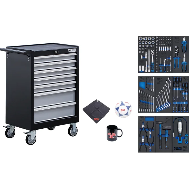 BGS technic Werkstattwagen 7 Schubladen mit 120 Werkzeugen