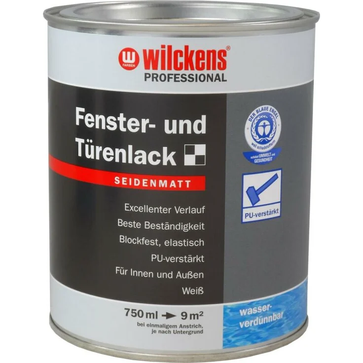 Wilckens Fenster und Türenlack, Weiß, seidenmatt 0,75l – Bild 1