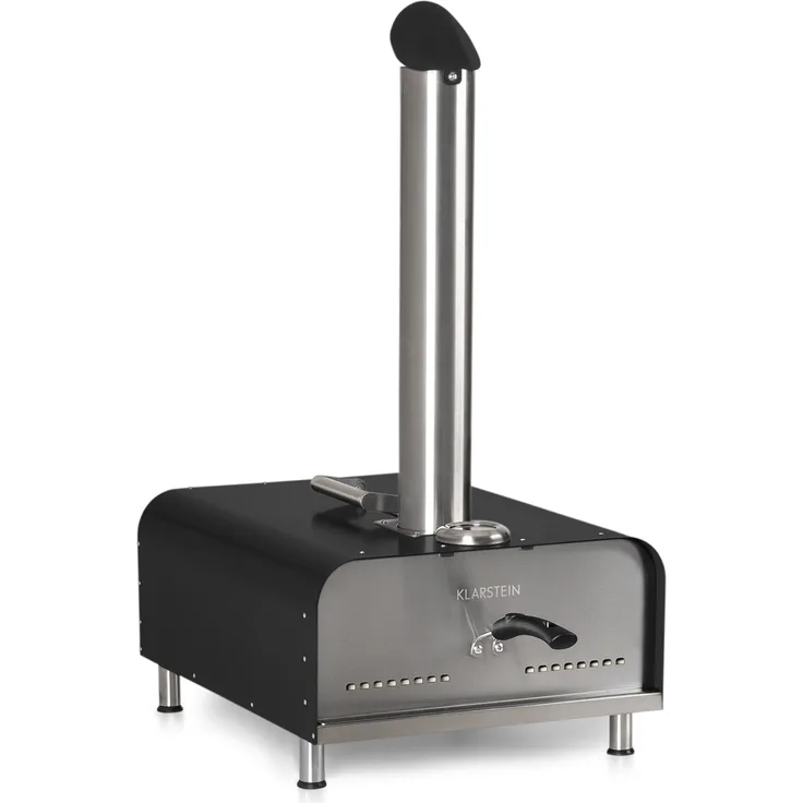 Diavolo Pizza-Pelletofen inkl. Pizzastein Thermometer Edelstahl Schwarz