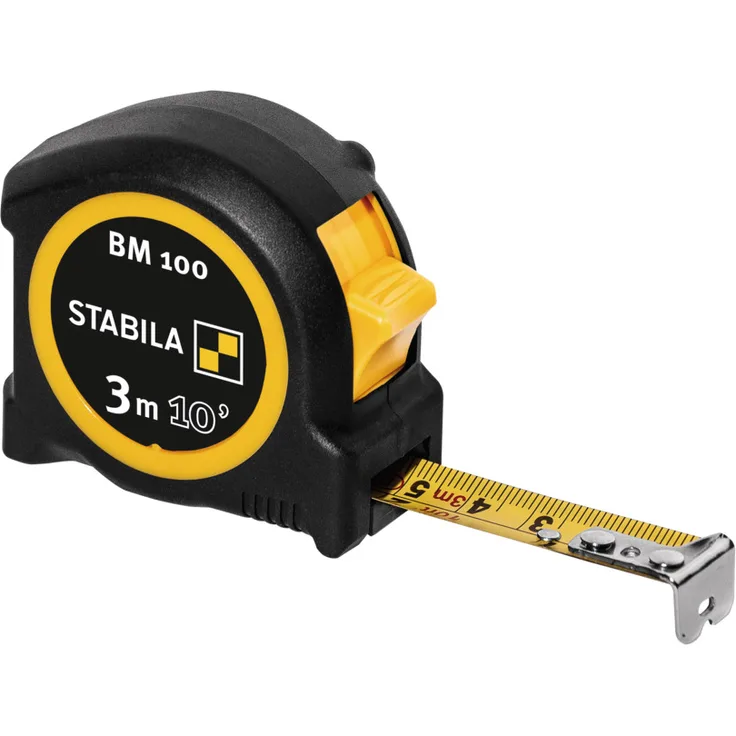 STABILA Taschenbandmaß BM 100, 3 m (10'), cm/inch-Skala