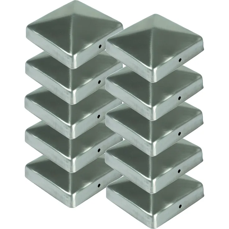 10x Edelstahl Pfostenkappe Pyramide 71x71mm Zaunkappe Zierkappe Pfahl Zaun Kappe