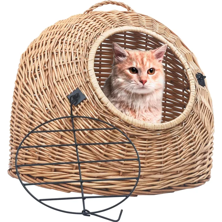 vidaXL Katzen-Transportkorb 60x45x45 cm Natürliche Weide