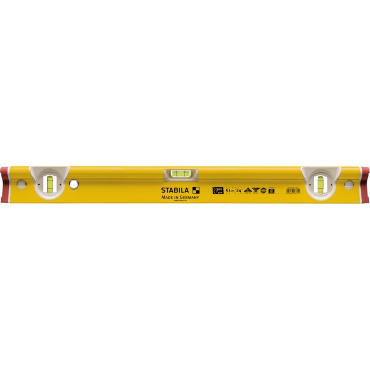 STABILA Wasserwaage Type R 300, 81 cm, verwindungssteifes Alu-R-Profil, 1 Horizontal-Libelle, 2 Vertikal-Libellen, stoßdämpfende Endkappen, integrierte Rutsch-Stopper, Made in Germany – Bild 3