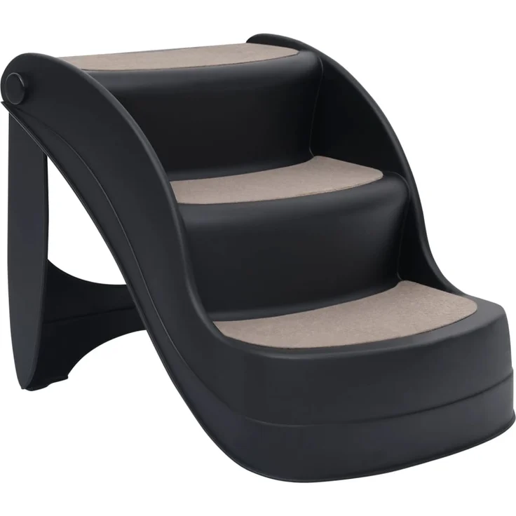 vidaXL Hundetreppe mit 3 Stufen Klappbar Schwarz – Bild 2