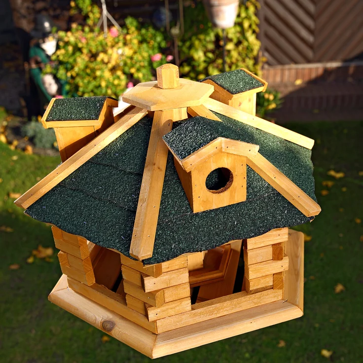 Vogelhaus Vogelvilla Vogelfutterhaus Vogelhäuschen Holz Futtersilo Vogelhäuser – Bild 3