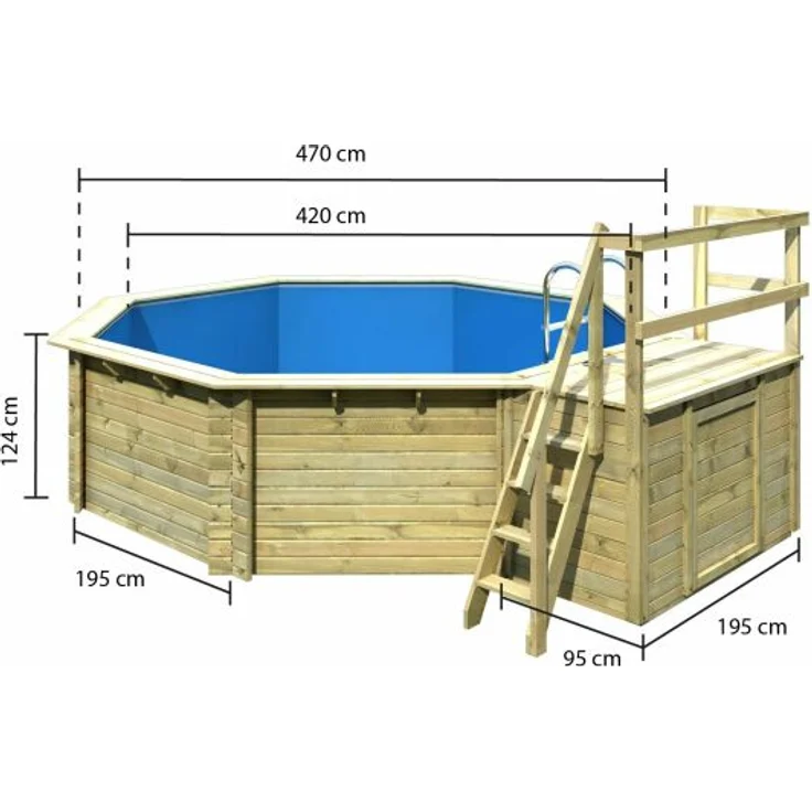 Karibu Pool Modell 2B Classic inkl. KDI Holzdeck & Edelstahlleiter 490 x 120 cm – Bild 3