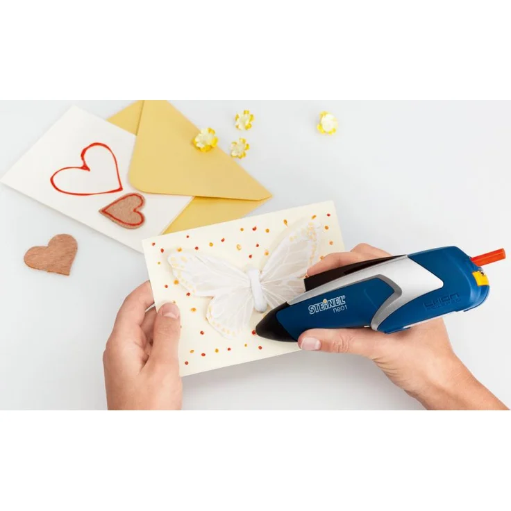 Steinel Neo1 blau Klebepistole, Akku-Heißklebestift, 3,6 V inkl. 3 Klebesticks 7 mm Durchmesser Tropfschutz, Auto-Abschaltung, automatischer Klebstoff-Rückzug – Bild 7