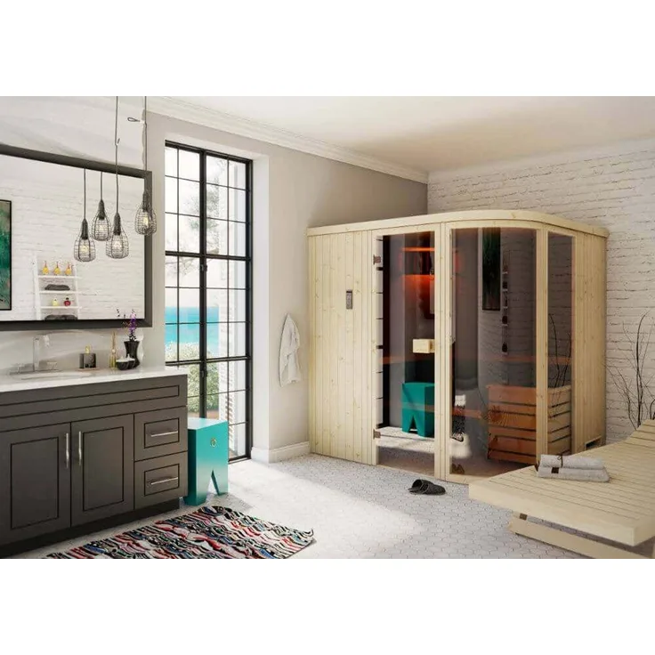 FinnTherm Innensauna Verve 2 Sitzbänke Saunakabine Wandstärke: 68 mm Infrarotsauna, 244 x 194 x 199 cm - Preisvergleich