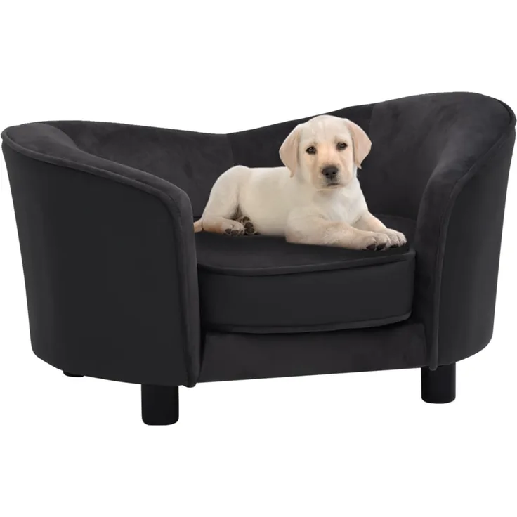 vidaXL Hundesofa Schwarz 69x49x40 cm Plüsch und Kunstleder