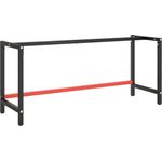Werkbankgestell Mattschwarz und Mattrot 180x57x79 cm Metall