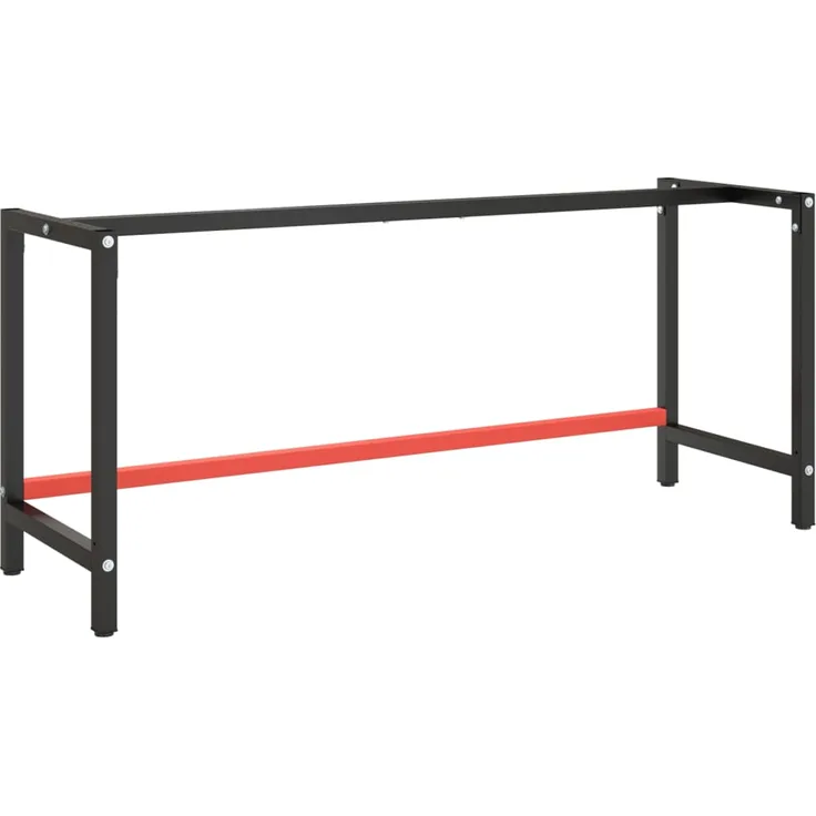 Werkbankgestell Mattschwarz und Mattrot 180x57x79 cm Metall