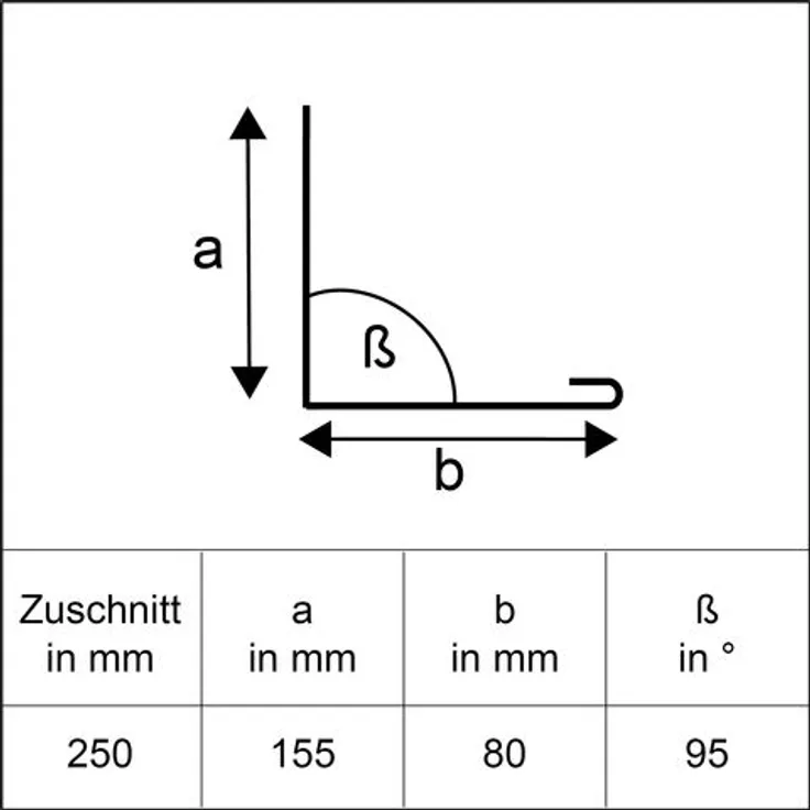 Sarei Winkelblech mit Wasserfalz 2000 x 250 mm natur