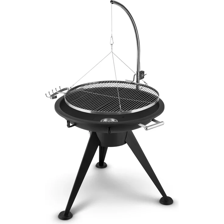 Delion Galgen-Schwenkgrill Feuerschale Ø80cm Hochfuß Seilzug Edelstahl Schwarz – Bild 13