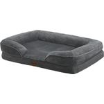Juskys Hundebett Sheena L orthopädisch, waschbar & rutschfest – 89 x 63 x 18 cm – Hundesofa flauschig mittelgroße Hunde Grau – Haustierbett Hundesofa - Preisvergleich
