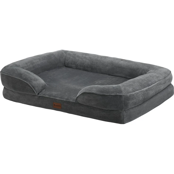 Juskys Hundebett Sheena L orthopädisch, waschbar & rutschfest – 89 x 63 x 18 cm – Hundesofa flauschig mittelgroße Hunde Grau – Haustierbett Hundesofa - Preisvergleich – Bild 1