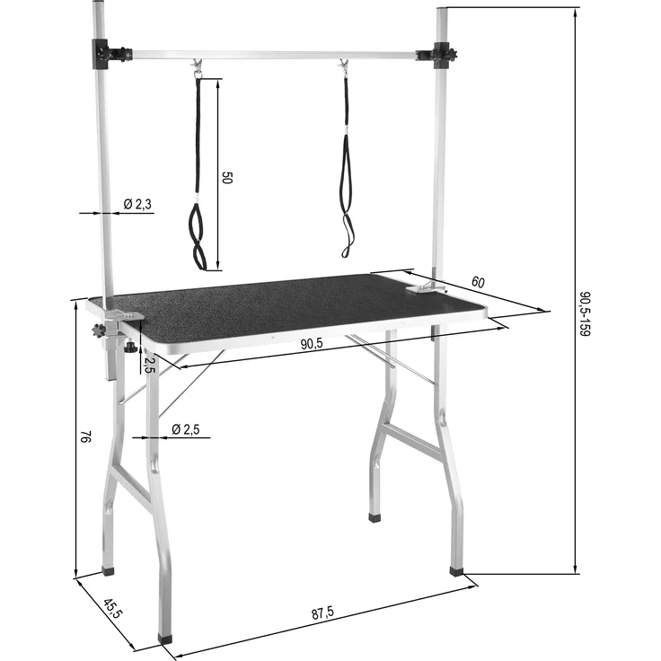 tectake Trimmtisch mit zwei Schlingen - schwarz/silber – Bild 6