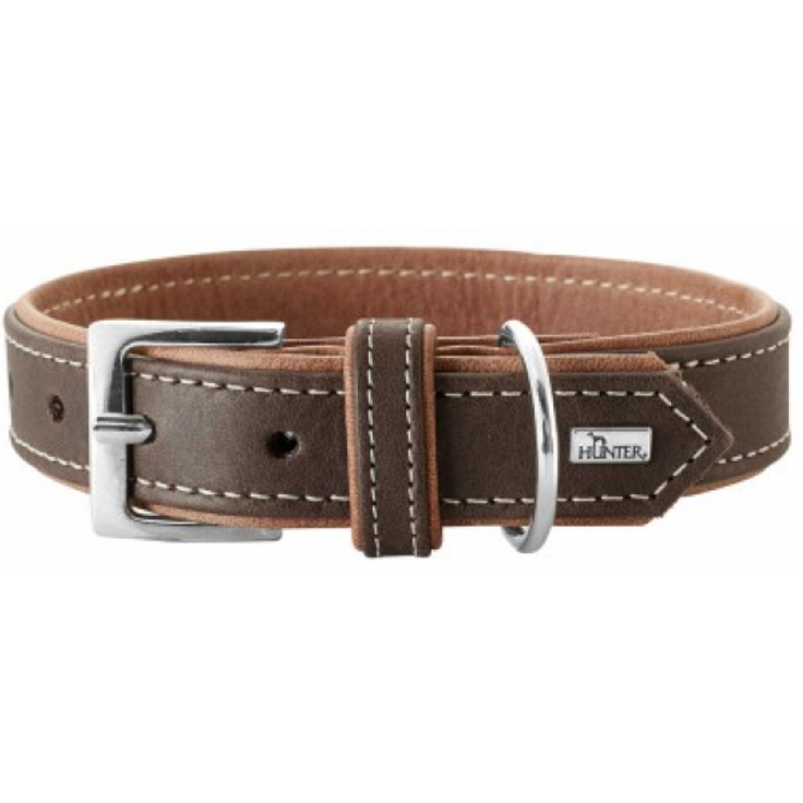 Hunter Hunde-Halsband Porto dunkelbraun-cognac XS