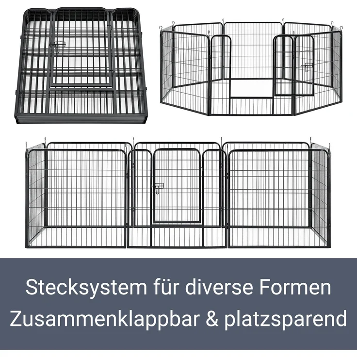 Juskys Welpenauslauf Plus 160 x 160 x 80 cm – Welpenlaufstall 8-teilig aus Metall – Freigehege mit Tür – Welpengitter für Hunde, Hasen & Kleintiere - Preisvergleich – Bild 7