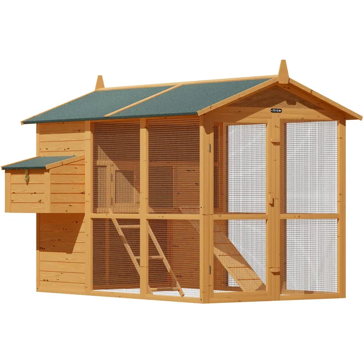 Cadoca Kaninchenstall 2stöckig 204x45x84cm Lauframpen Garten Hasenkäfig Kleintiergehege Hühnerstall Nagergehege