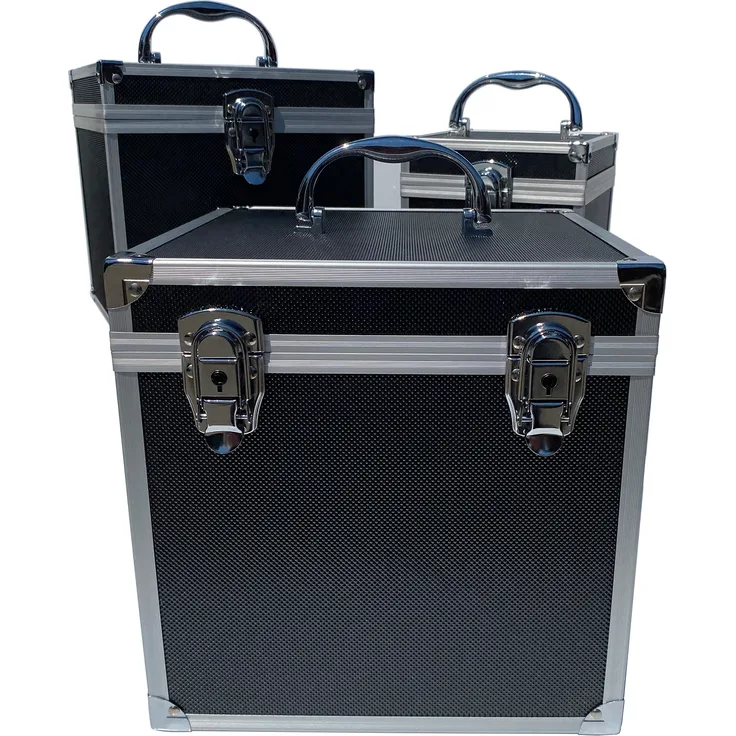 25x25x25 cm Aluminium Koffer Leer Schwarz Würfel Box Werkzeugkoffer mit Rasterschaum