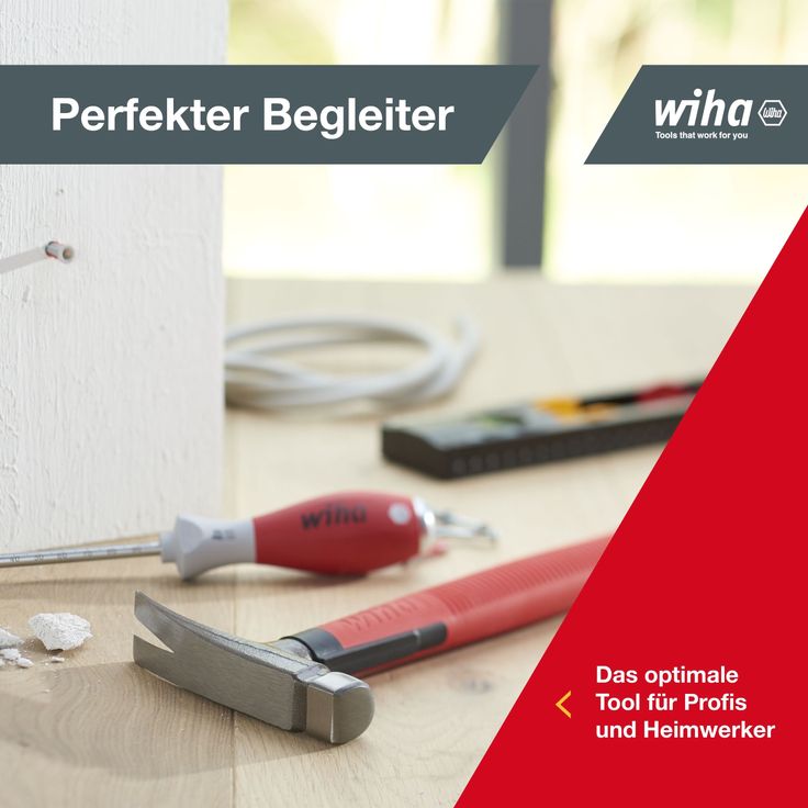 Wiha Elektriker Hammer 300g (42071), Werkzeug für Elektriker für elektrische Arbeiten, flacher Boden des Hammerstiels zum Platzieren von Kabeln und Dübeln – Bild 8