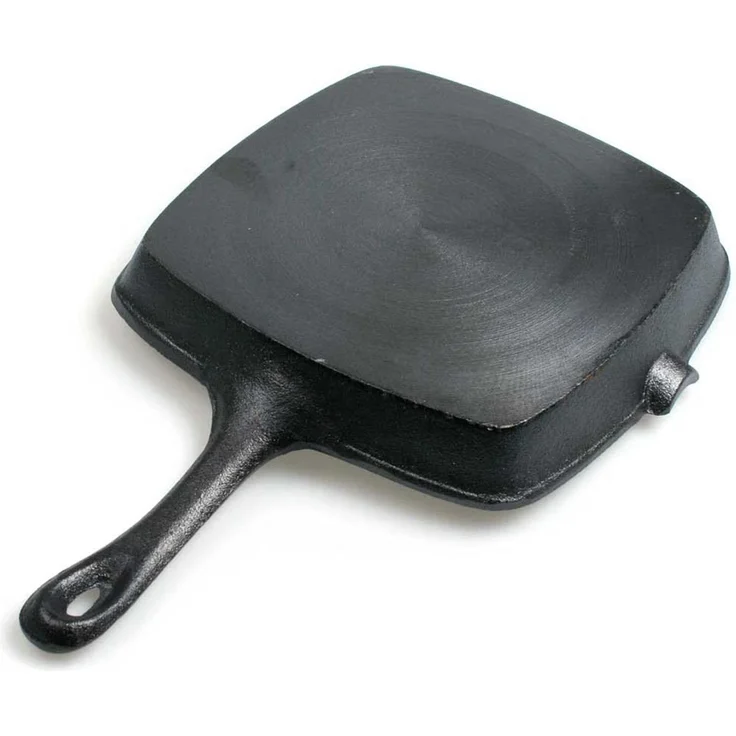 Malvi Bratpfanne 22,5 cm Gusseisen eckig geriffelt voreingebrannt 22,5x5x22,5cm schwarz – Bild 6