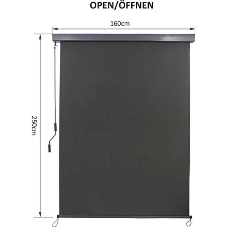 Senkrechtmarkise 160x250 cm Markise Seitenmarkise Anthrazit Windschutz Sonnenschutz Seitenrollo Terrassendach Balkonmarkise Schutz – Bild 4