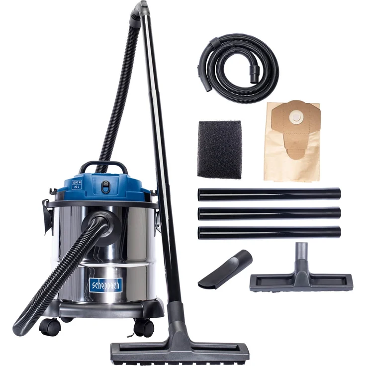 Scheppach Nass- und Trockensauger NTS20 inkl. umfangreichem Zubehörpaket - 1200 W | 20 L Edelstahlbehälter | Ausblasfunktion – Bild 4
