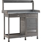 MCombo Pflanztisch Gärtnertisch Blumentisch 0440EY, mit verzinkt Arbeitsplatte Schublade Unterschrank, Wetterfest, Holz, anthrazit, 101 x 45 x 121 cm - Preisvergleich