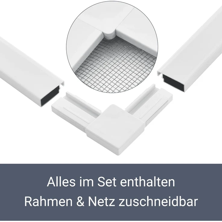 Juskys Fliegengitter mit Alu-Rahmen 120 x 140 cm – Insektenschutz für Fenster zum Einhängen – Insektenschutzgitter UV-beständig in Weiß – Bild 7