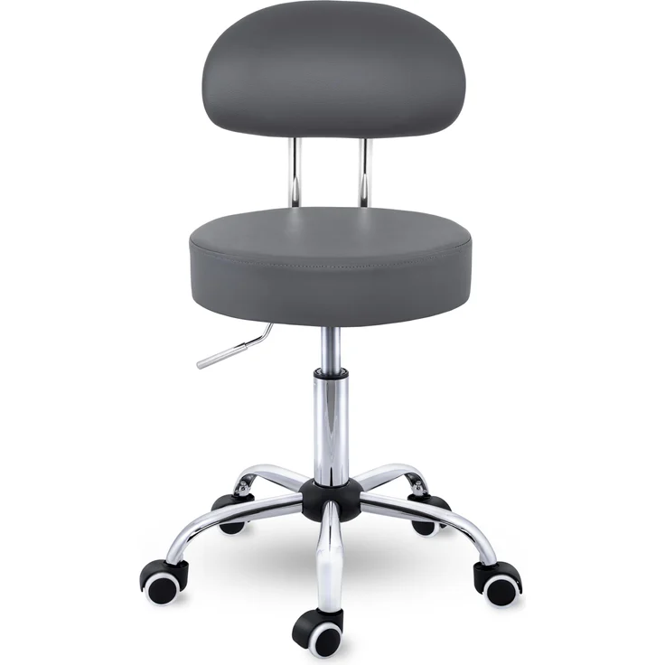 TRESKO Rollhocker Grau mit Lehne Arbeitshocker Hocker Drehhocker Kosmetikhocker Praxishocker - Preisvergleich – Bild 2